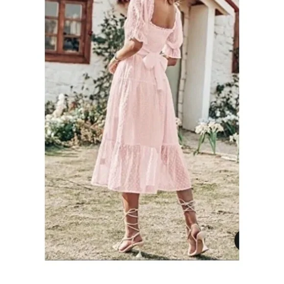 Merokeety boho, smocked flowy Midi Dress with Puff Sleeves nwt - Picture 12 of 12